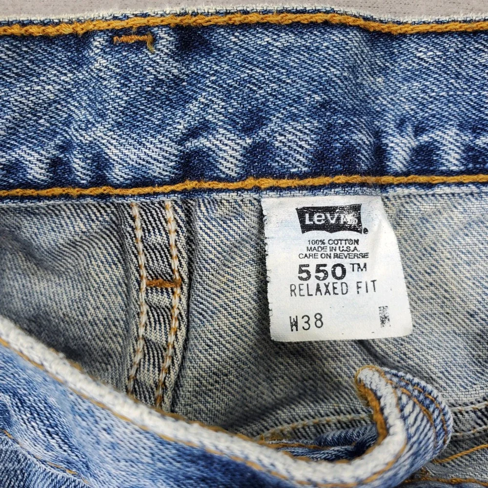Levis 550 Denim Shorts Mens 38 Blue Relaxed Fit Vintage Made in USA 90s‎ Medium